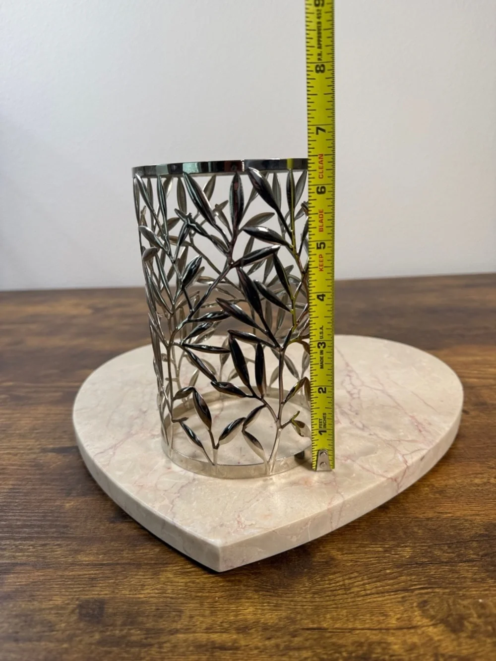 Metal Leaf Cutout Candle Holder - Silver
